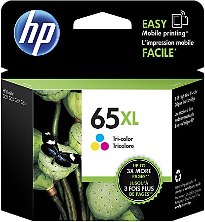 HP 65XL High-Yield Tri-Color Ink Cartridge, N9K03AN