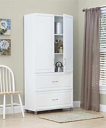 Ameriwood Home Systembuild Kendall Storage Cabinet 2 Drawers 3 Shelves White Office Depot