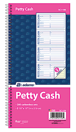Adams Petty Cash Receipt Pad, 5 X 3-1/2 Inches, 50 Sheets Per Pad, Pack