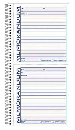 Adams&reg; 2-Part Spiral Memo Book, 5 1/4" x 11", Book Of 100 Sets