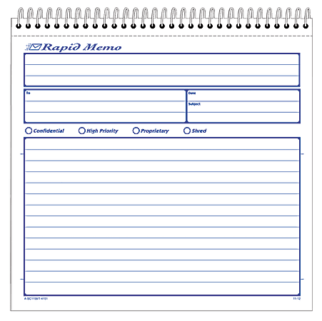 Adams® Rapid Memo Book, 8 1/2" x 8 1/4", 50 Sheets