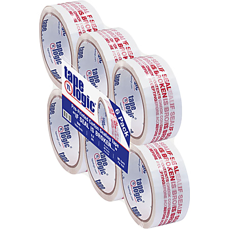 Tape Logic® If Seal Is Broken Preprinted Carton Sealing Tape, 3" Core, 2" x 55 Yd., Red/White, Case Of 6