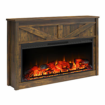 Ameriwood Home Farmington Wide Modern Farmhouse Mantel With Electric Fireplace, 31"H x 48-7/8"W x 9-13/16"D, Rustic