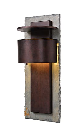 Kenroy Home Pembrooke 1-Light Large LED Wall Lantern, 8"W, Natural Slate/Copper