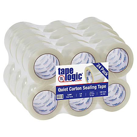 Tape Logic® Quiet Carton-Sealing Tape, 3" Core, 2.6-Mil, 3" x 110 Yd., Clear, Pack Of 24