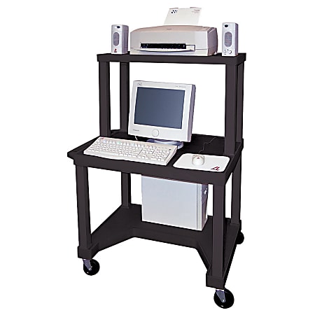 Tuffy Mobile Computer Workstation, 3-Shelf, Black