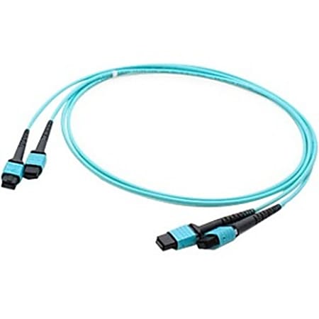 AddOn 3m 2xMPO (Female) to 2xMPO (Female) 24-strand Aqua OM3 Straight Fiber Trunk Cable - 100% compatible and guaranteed to work
