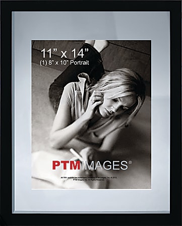 PTM Images Photo Frame, Double Glass, 11"H x 14"W, Black