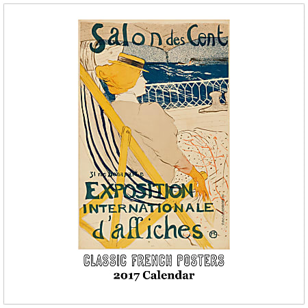 Retrospect Monthly Square Wall Calendar, 12 1/4" x 12", Classic French Posters, January to December 2017