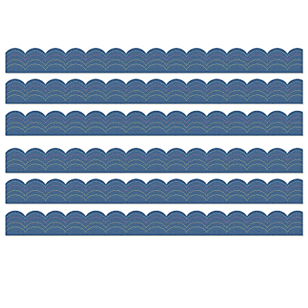 Carson Dellosa Education Scalloped Border, Crafty and Cool Denim, 39 Feet Per Pack, Set Of 6 Packs