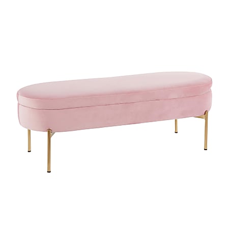 LumiSource Chloe Storage Bench GoldBlush Pink Office Depot