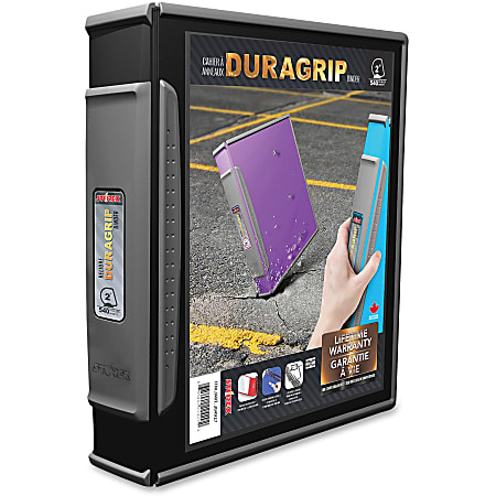 Storex Dura Grip D-ring Black View Binders - 2" Binder Capacity - 540 Sheet Capacity - D-Ring Fastener(s) - Polypropylene, Rubber - Black - PVC-free, Spine Label - 1 Each