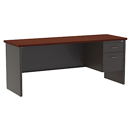 WorkPro® Modular 72"W Right-Pedestal Computer Desk, Charcoal/Mahogany