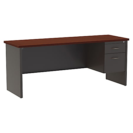 WorkPro® Modular 72"W x 24"D Right Pedestal Desk, Charcoal/Mahogany