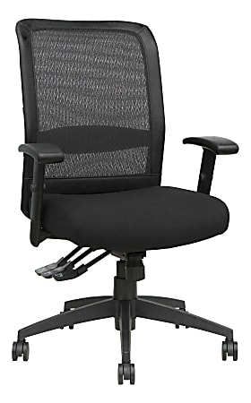 Lorell® Ergonomic Flexible Mesh High-Back Multifunction Chair, Fabric Seat, Black