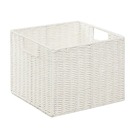 Honey Can Do Paper Rope Storage Crate Medium Size White Office Depot