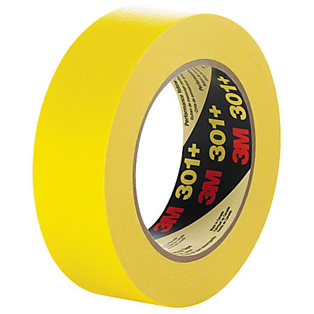 3M™ 301+ Masking Tape, 3" Core, 0.5" x 180', Yellow, Case Of 12