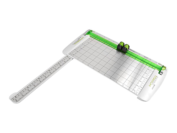  Westcott 16717 12-Inch CarboTitanium Wood Base Guillotine  Paper Cutter, Multi-Paper Trimmer with 30 Sheet Capacity,Green, White, 2.75  H x 20 L x W : Office Products