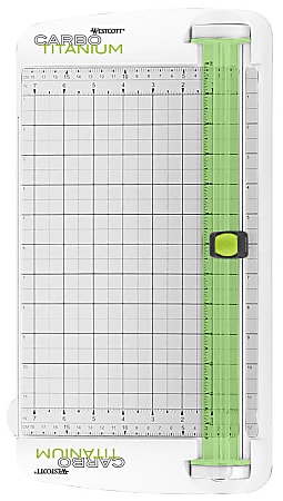 Westcott® CarboTitanium Personal Paper Trimmer, 12", White/Green