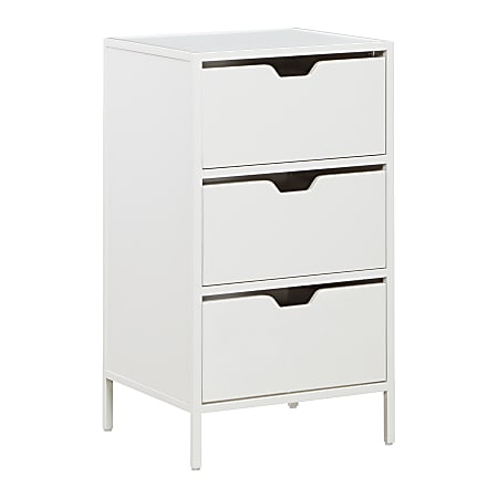 Office Star Freeport 16"W 3-Drawer Accent Storage Cabinet, White