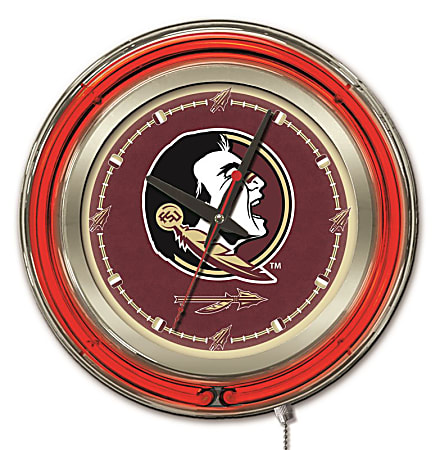 Holland Bar Stool Logo Clock, 15"H x 15"W x 3"D, Florida State Seminoles