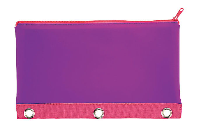 Office Depot® Brand 3-Hole Punched Silicone Pencil Pouch, 10"H x 6"W x 1/2"D, Purple