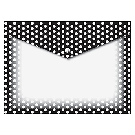 Ashley B/W Dots Design Poly Folders With Snap Cover, Assorted Colors, Pack of 6 Folders