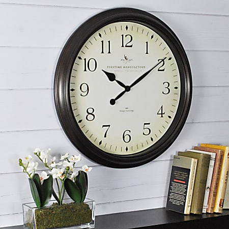 FirsTime® Avery Round Wall Clock, 20", Black/Oil-Rubbed Bronze