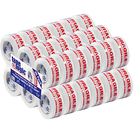 Tape Logic® Pre-Printed Carton Sealing Tape, "Fragile Handle With Care", 2" x 110 Yd., Red/White, Case Of 36
