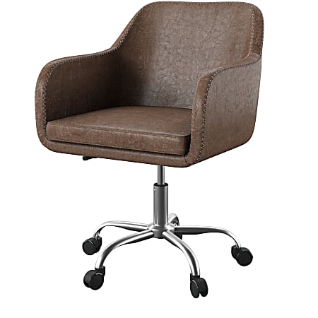 Linon Home Decor Products Ryker Fabric Mid-Back Home Office Chair, Rustic Brown/Silver