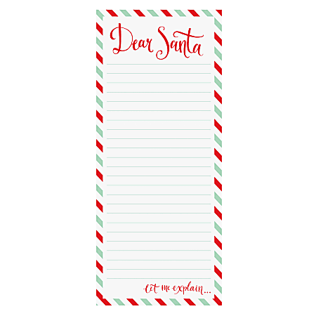 Graphique Holiday Magnetic Notepad, 4" x 9", 100 Sheets, Dear Santa