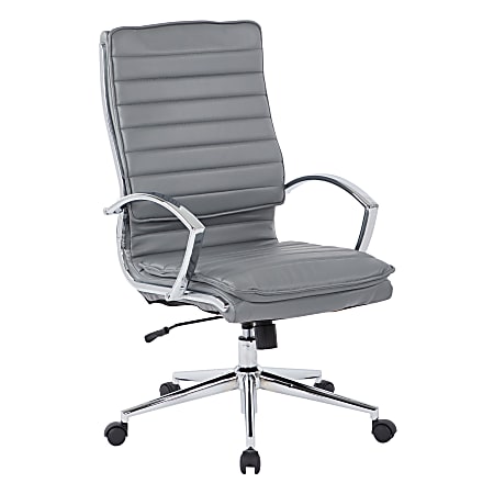 Office Star™ Pro-Line II™ SPX Bonded Leather High-Back Chair, Charcoal/Chrome