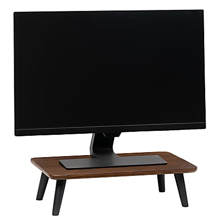Realspace® Wood/Metal Monitor Stand, 5"H x 18"W x 10"D, Walnut/Black