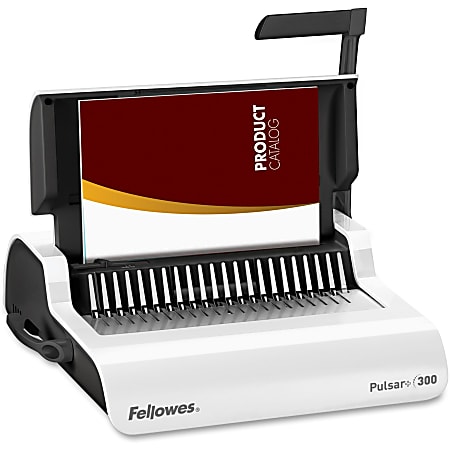 Fellowes Pulsar 300 Manual Comb Binding Machine 300 Sheet Capacity 5.1 H x 18.1 W x 15.4 D White Office Depot