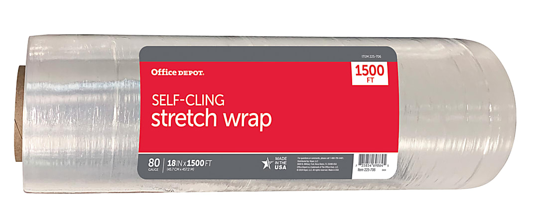 Office Depot® Brand Stretch Wrap Film, 18" x 1500' Roll, Clear