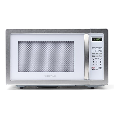 Farberware Classic 1.1 Cu Ft Countertop Microwave, White/Platinum