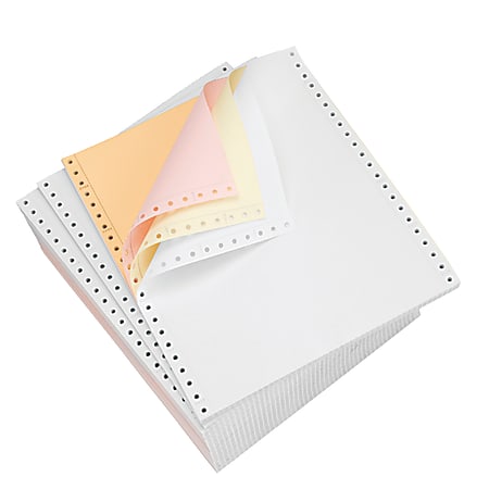 Domtar Carbonless Continuous Forms, 4-Part, 9 1/2" x 11", Canary/Goldenrod/Pink/White, Carton Of 900 Forms