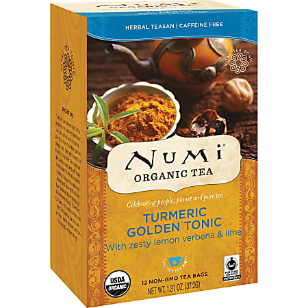 Numi Organic Turmeric Golden Tonic Herbal Tea Bag - 1.3 oz - 12 / Box Numi Organic Turmeric Golden Tonic Herbal Tea Bag - 1.3 oz - 12 / Box