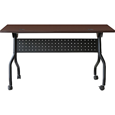 Lorell® Flip Top Training Table, 48"W, Mahogany/Black
