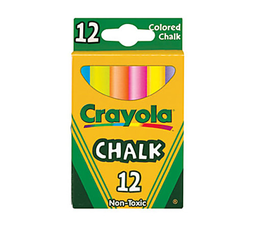 Crayola® Colored Chalk, 3-5/16", Assorted Colors, Box Of 12 Pieces