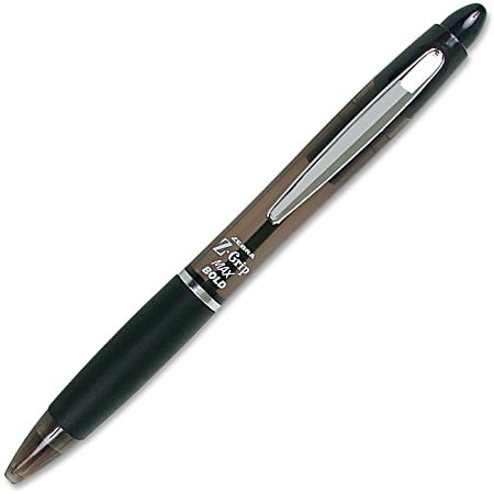 Zebra Pen Z-Grip MAX Bold Retractable Ballpoint Pens - Bold Point Type - 1.2 mm Point Size - Black - Silver Plastic Barrel - 1 Dozen