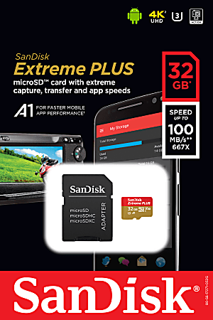 SanDisk Extreme PLUS microSDHC UHS I card 32GB - Office Depot