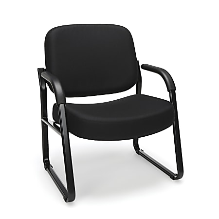 OFM Big And Tall Reception Chair With Arms, Black