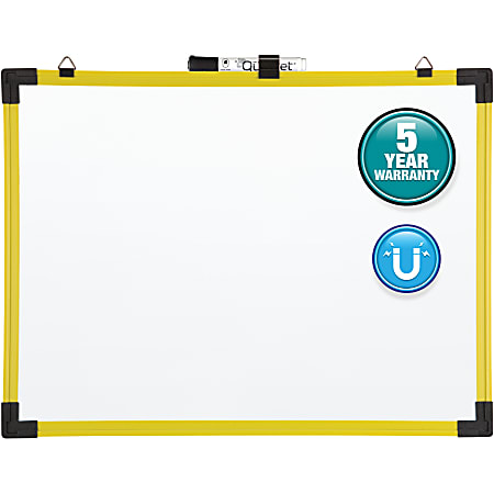 Quartet® Industrial Magnetic Dry-Erase Whiteboard, 9" x 12", Plastic Frame With Yellow Finish