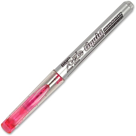Zebra Pen Zazzle Liquid Highlighters - Chisel Point Style - Pink - Silver Plastic Barrel - 1 Dozen
