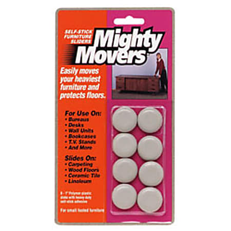 Mighty Movers® Furniture Sliders, 3/4" x 2" Strip For Sled Base Chairs, Beige, Pack Of 4