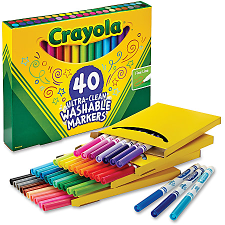 Crayola Ultra Clean Washable Markers Set Of 40 Fine Point Assorted Colors -  Office Depot