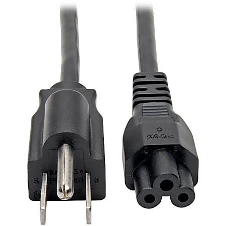 Eaton Tripp Lite Series 3-Slot Power Cord, NEMA 5-15P to C5 - Laptop/Notebook, 10A, 125V, 18 AWG, 3 ft. (0.91 m), Black - P013003