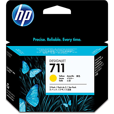 HP 711 Yellow Ink Cartridges, Pack Of 3,