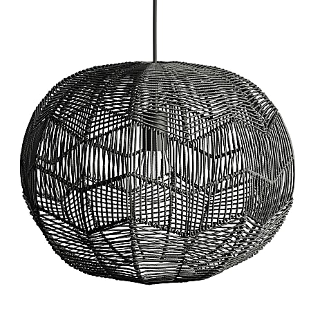 Kenroy Home Snaggle 1-Light Rattan Pendant Lamp, Black